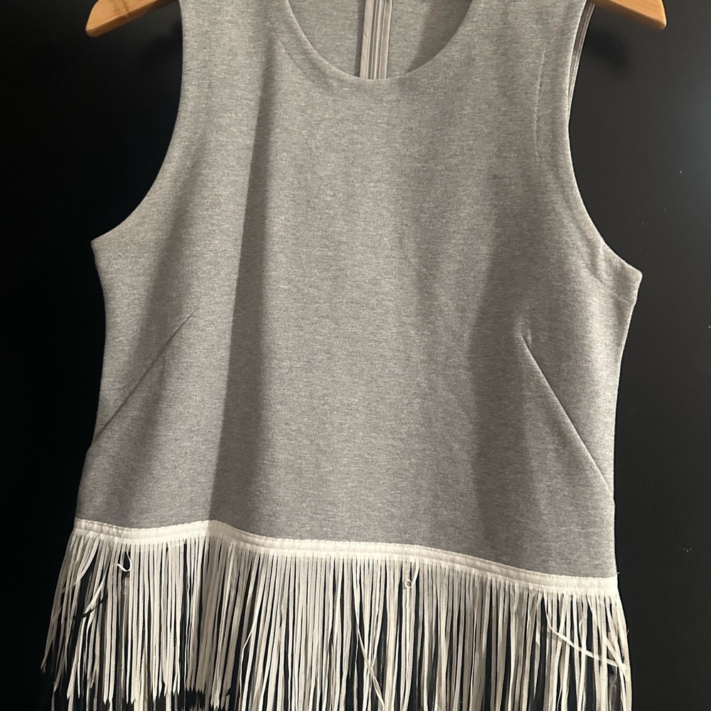 Banana Republic Gray Sleeveless Fringe Tank Top